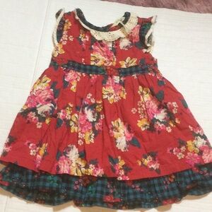 Matilda Jane Red Floral Dress with Lace Collar